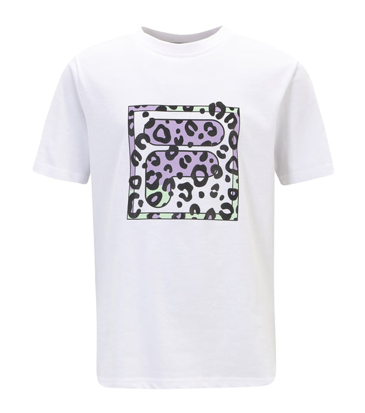t-shirt logo leopardato fila