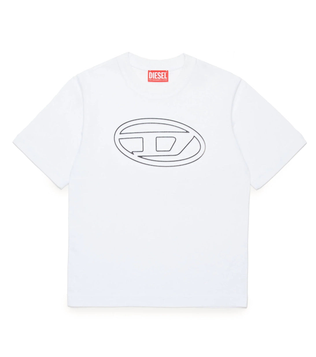 t-shirt logo ovale bianca diesel