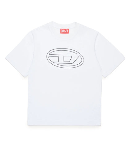 t-shirt logo ovale bianca diesel