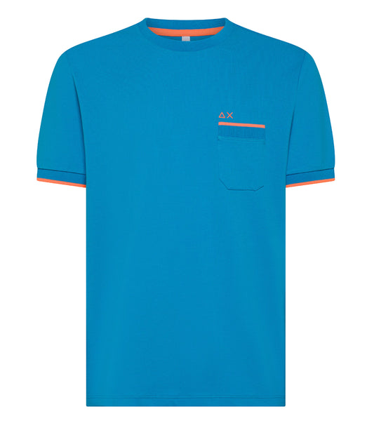 SUN68 - T-shirt Piquet Small Stripes Fluo