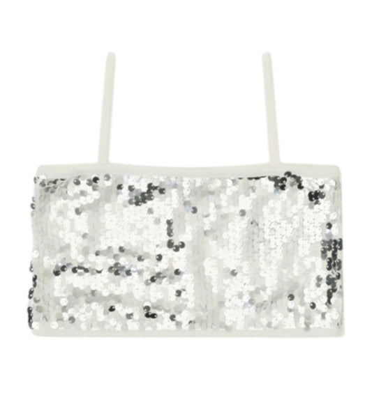top pailettes argento dixie